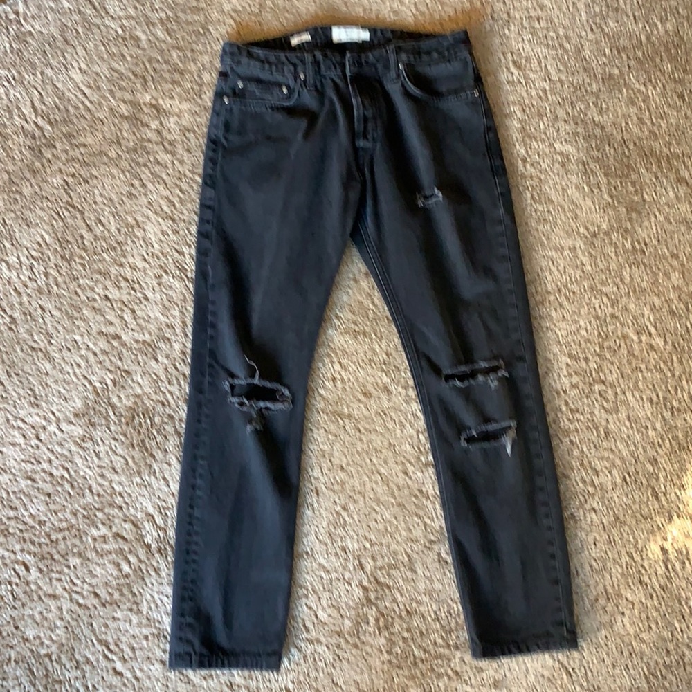 TOPMAN ripped skinny jeans BLK